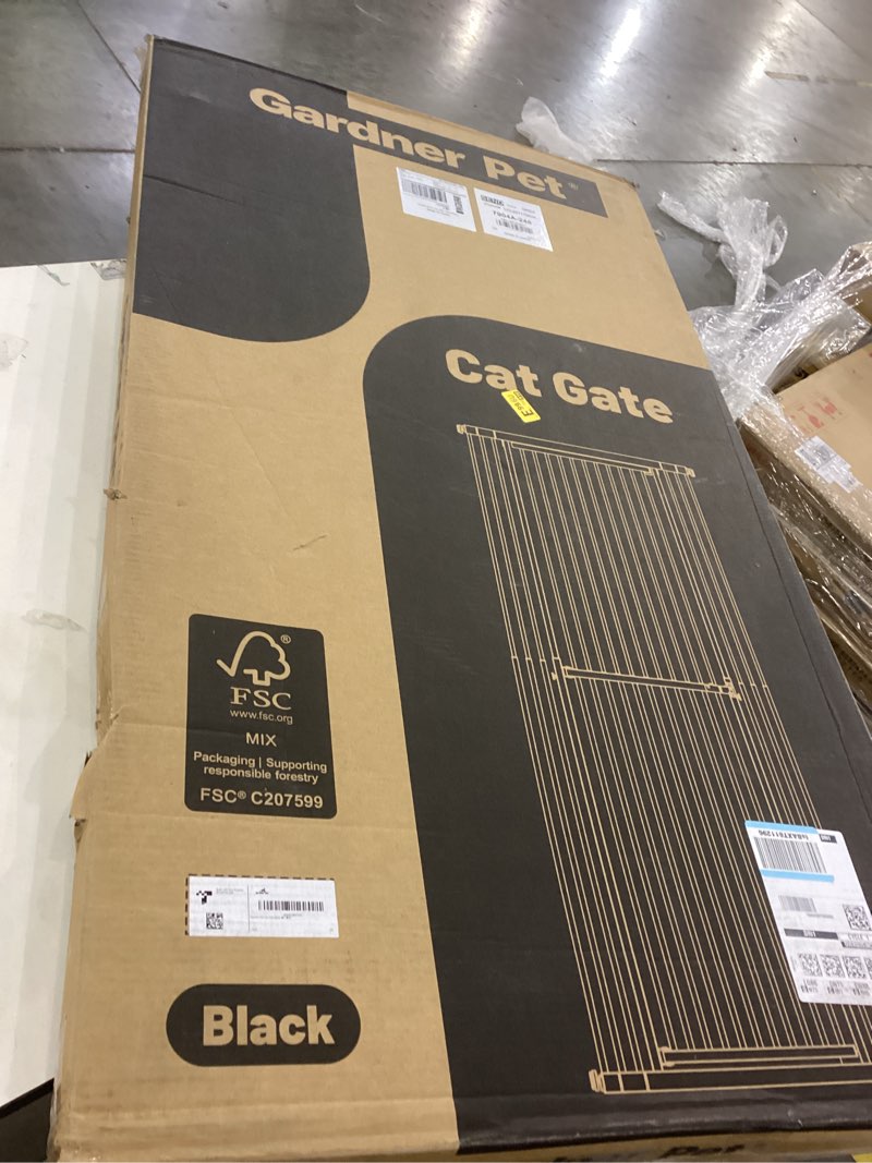 Condition photo showing New/Like New for Gardner Pet 51"-87" Extra Tall Cat Gate for Doorway, Wide Adjustable 27.56"-37" Baby Gate Included 4 Extension Kits, Pressure Mounted Safety Full Door Gate for Stairs, Studio, Kitchen (Black) Black 51-87"/130-220cm