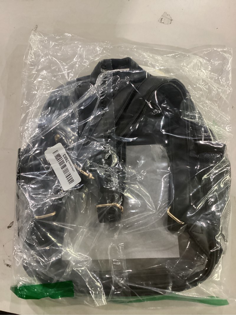Condition photo showing Good Condition for clear backpack for stadium events 12x12x6, thick pvc small clear bag with leather trim fashion women backpack black transparent