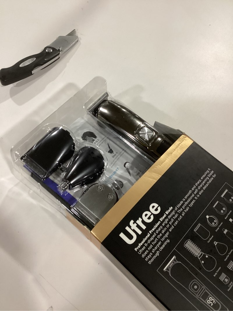 Condition photo showing New/Like New for Ufree Beard Trimmer for Men, Waterproof Electric Razor for Nose, Body, Face & Mustache, Cordless Hair Clippers Shavers Grooming Kit, Valentines Day Gifts for Men Husband Father Silver