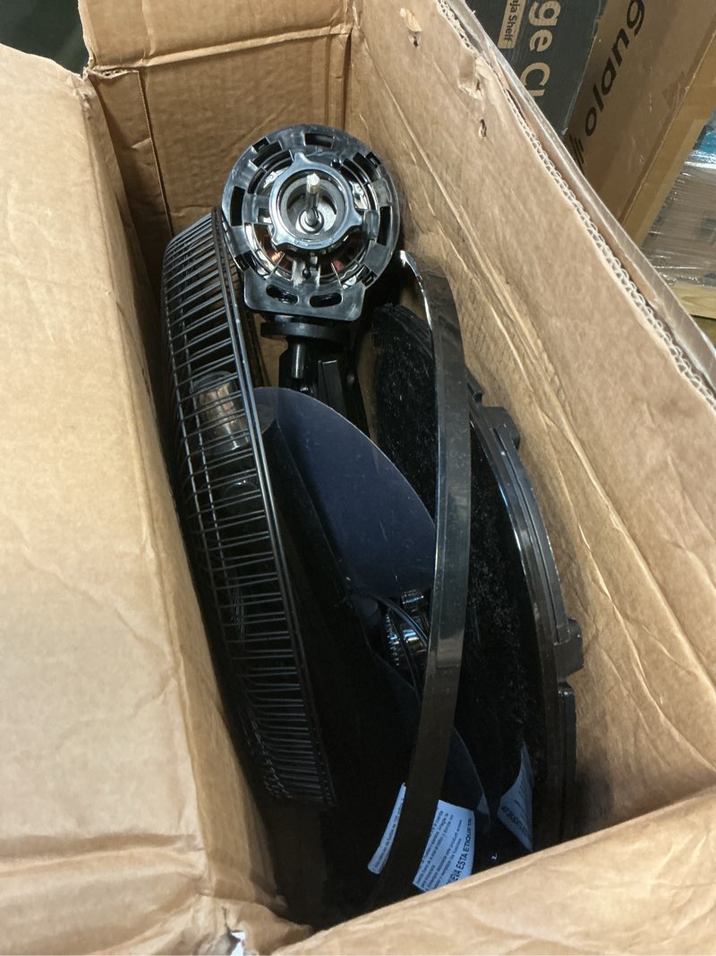 Condition photo showing New/Like New for Amazon Basics 16" Pedestal Fan with Remote, Floor Fan, Standing Fan for Bedroom, Living Room, Office, with 3 Speeds, 3 Modes, Timer, Dual-Layered Blades, Adjustable Height, Tilt Head, 60W, Black 3-Speed, AC Motor