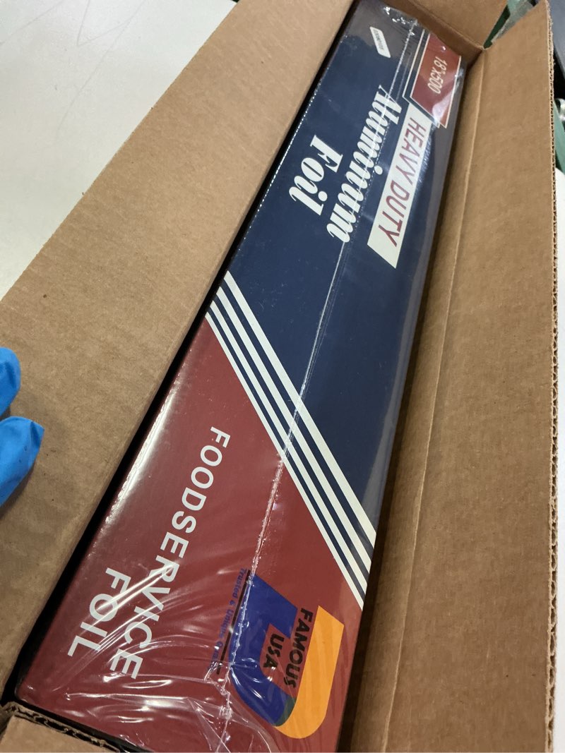 Condition photo showing New/Like New for 18" x 500' heavy duty commercial grade food safe aluminum foil roll - durable and tear resistant for cooking, grilling, and roasting - ideal for restaurants, catering, and professional kitchens