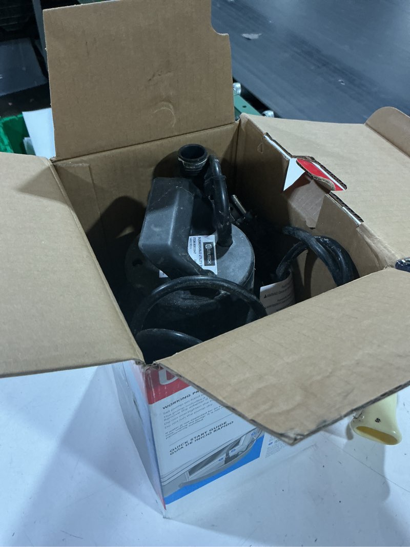 Condition photo showing As Is for utilitech 1/6-hp 115 -volt 25-gallon thermoplastic submersible utility pump