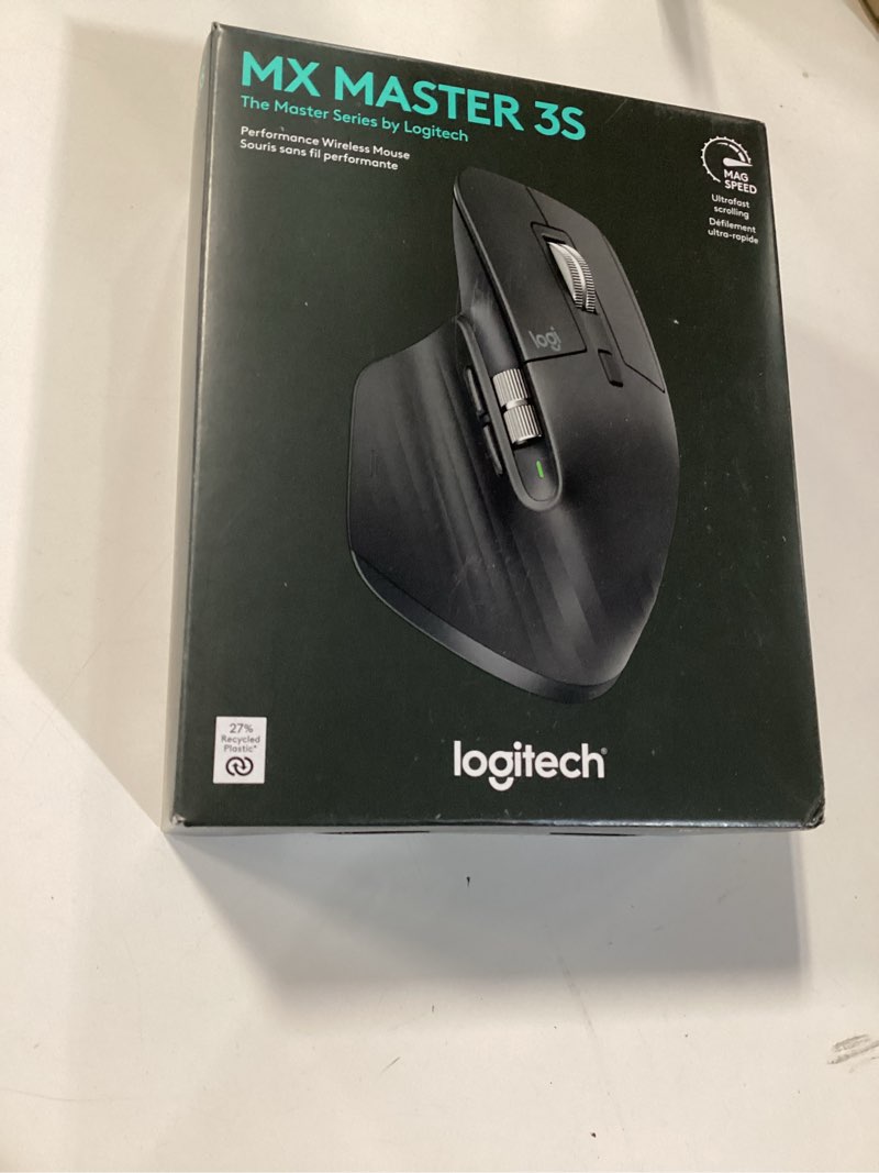 Condition photo showing New/Like New for Logitech MX Master 3S Wireless Mouse Standard Edition with Logi Bolt USB Receiver, Ultra-fast Scrolling, Ergo, 8K DPI, Track on Glass, Quiet Clicks, USB-C, Bluetooth, Windows, Linux, Chrome - Graphite Graphite Mouse w. USB Receiver