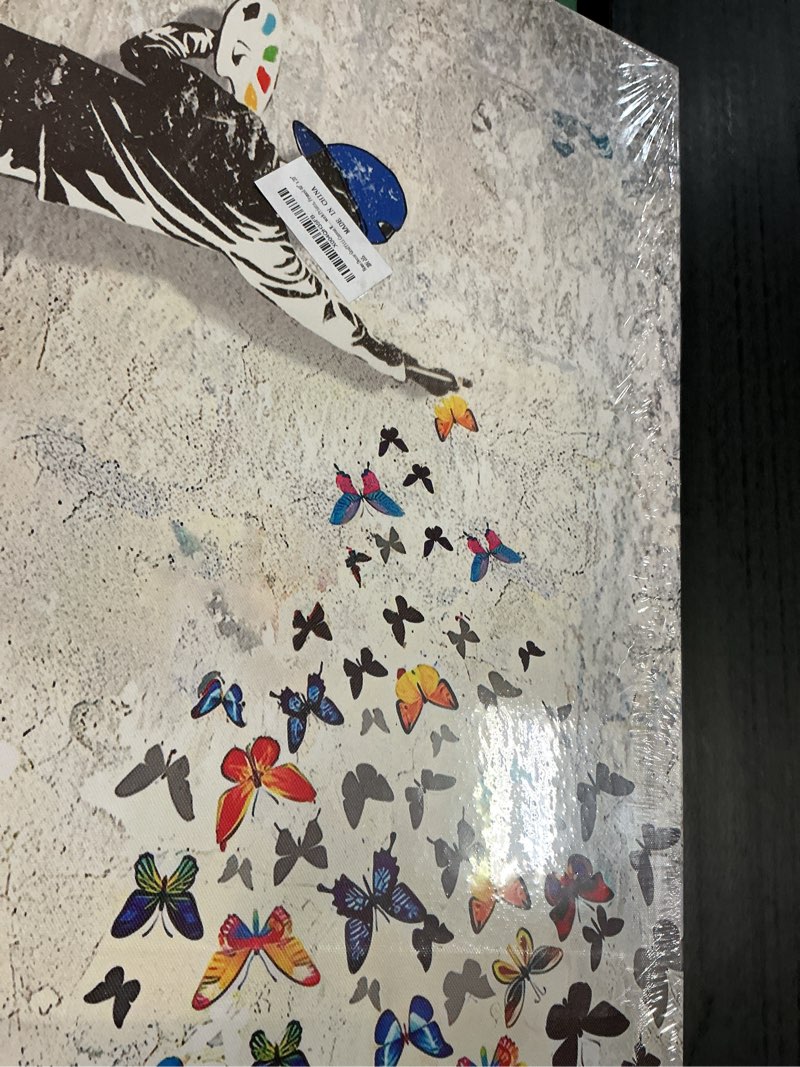 Condition photo showing Good Condition for Home Decor Graffiti Canvas Wall Art for Living Room Boy Painting Butterflies Pictures Modern Street Graffiti Artwork Prints, Framed 40" x 20" Artwork008 40"L x 20"W