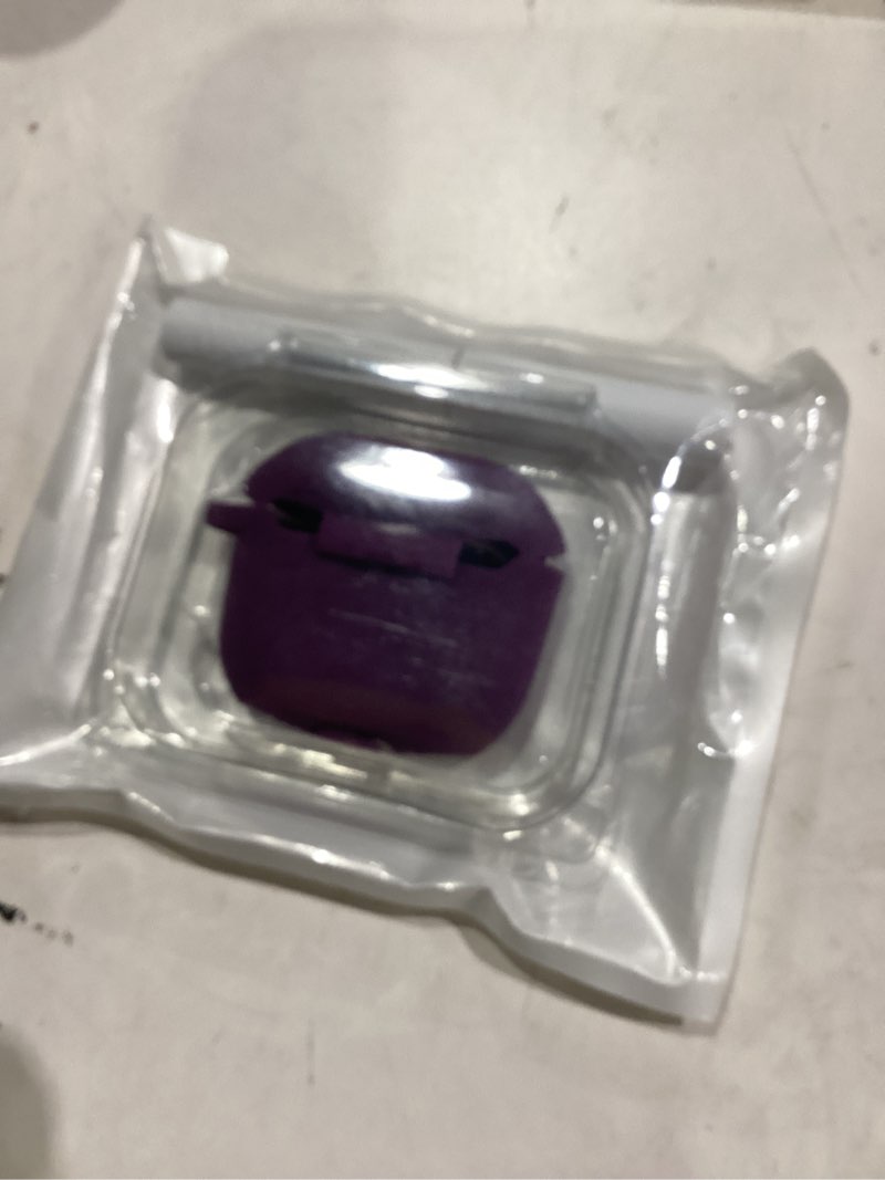 Condition photo showing Good Condition for Lerobo for Airpods 4 Case Cover with Cleaner Kit, Stylish Flower Engraved Silicone Shockproof Case Cover with Keychain Compatible with Apple Airpods 4 Case 2024,Front LED Visible, Purple A-Purple AirPods 4 Case