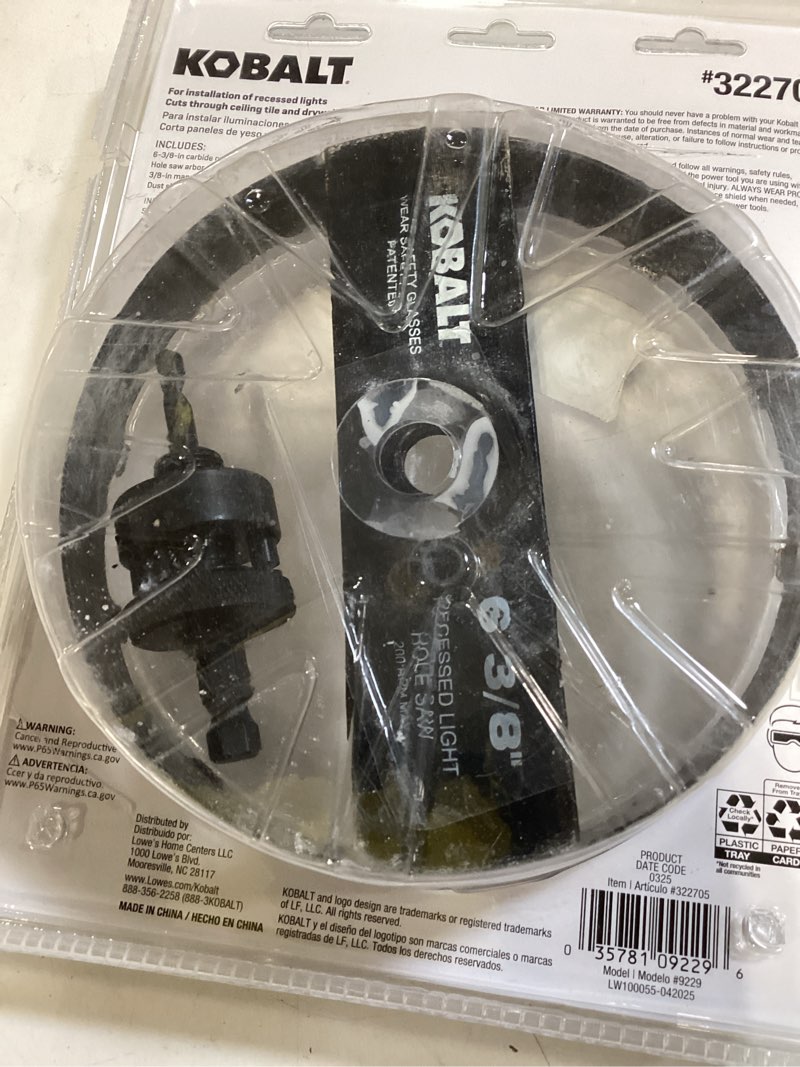 Condition photo showing As Is for kobalt 6-3/8-in carbide-grit arbored recessed lighting hole saw
