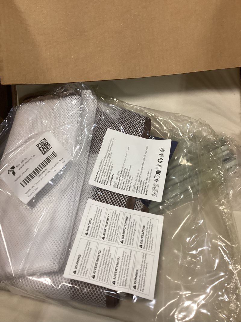 Condition photo showing As Is for SOLEDI Double Laundry Hamper with Lid, 47.8 Gal (180L) Large Laundr Basket 2 Section with 2 Side Pockets, Dirty Clothes Hamper with Removable Bag, Easy to Carry for Laundry Room, Bedroom, Beige 180L Beige