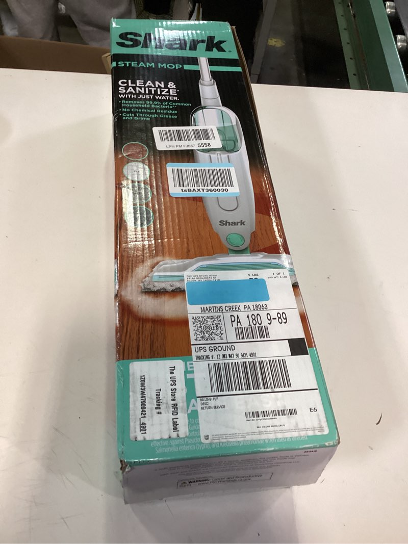 Condition photo showing Good Condition for Shark Steam Mop with 2 Machine Washable Dirt Grip Pads, Removable Water Tank, Lightweight, Steam Cleaner for sealed Hard Floors, Marble, Stone, Hardwood, Tile, Laminate, White/Seafoam, S1000