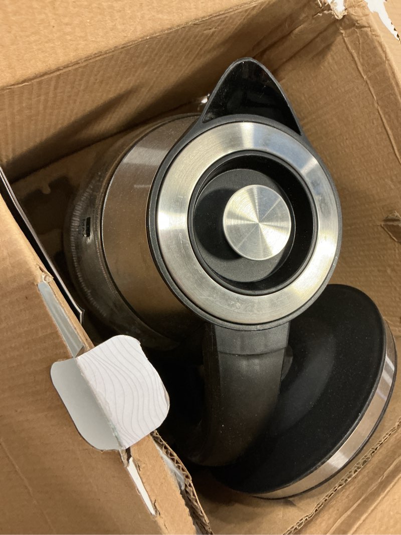 Condition photo showing As Is for CHEFMAN Electric Kettle - 1.2L 1500W Hot Water Tea Pot with Infuser, BPA Free, Auto Shut Off, Boil-Dry Protection, Removable Lid, LED Light, Cordless Glass Electric Tea Kettle – Stainless Steel 1.2L - Stainless Steel - Tea Infuser