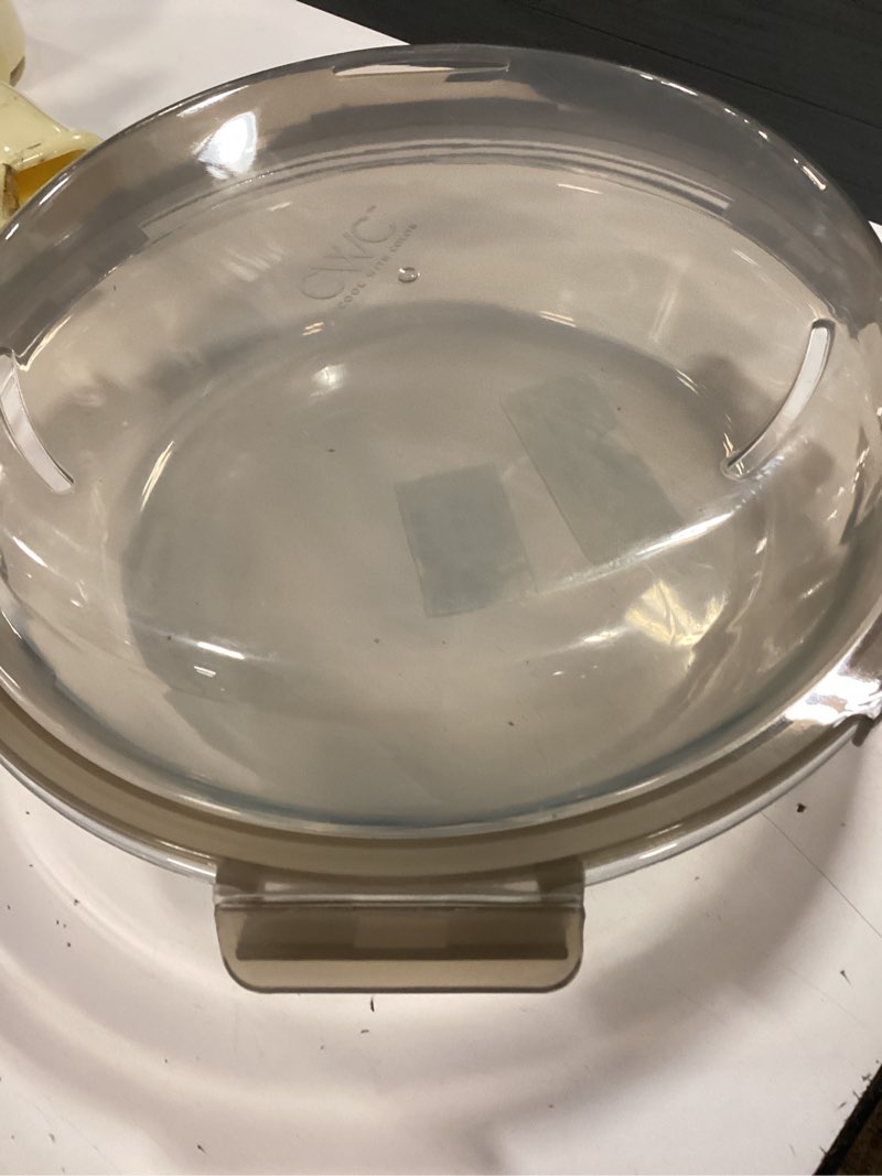 Condition photo showing Good Condition for glass pie dish with lid, 9 inch borosilicate glass pie pan with cover, bpa-free deep dish baking dish for quiche, casserole, tart, microwave & dishwasher safe clear glass bakeware