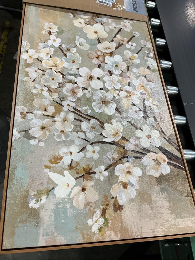 Condition photo showing New/Like New for arteWOODS Flowers Framed Wall Art - Beige Flower Branches Canvas Pictures Wall Decor Rustic Brown Bo