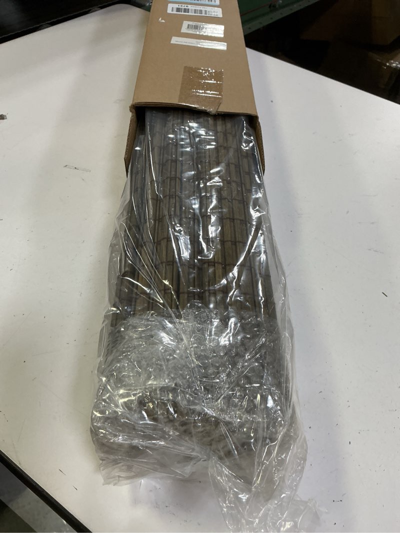 Condition photo showing New/Like New for LazBlinds No Tools No Drill Cordless Bamboo Roman Shades, Privacy Window Treatment, Roll Up Bamboo Blinds for Windows 26'' W x 64'' H, Driftwood Privacy-driftwood 26" W x 64" H