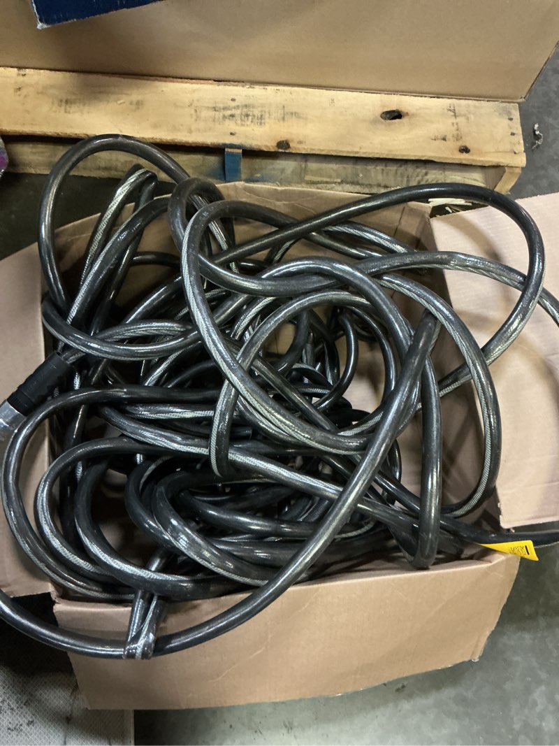 Condition photo showing As Is for neverkink teknor apex 5/8-in x 100-ft heavy-duty kink free vinyl gray coiled hose