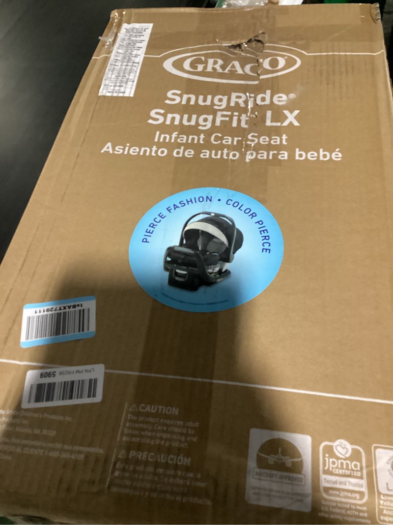 Condition photo showing New/Like New for graco snugride snugfit lx infant car seat, baby car seat with anti-rebound bar for extra safety, snuglock easy install carseat, 1-hand adjustable handle, no-rethread harness, baby essentials, pierce