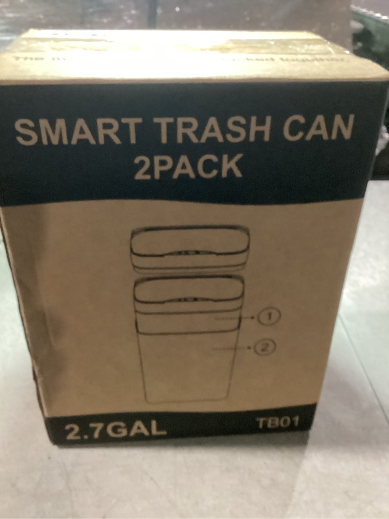 Condition photo showing New/Like New for 2 Pack 2.7 Gal Bathroom Trash Can with Lid, Automatic Trash Can Small Smart Garbage Can Touchless, Slim Motion Sensor Waterproof Plastic Trash Bins for Bedroom Office Kitchen Toilet Black
