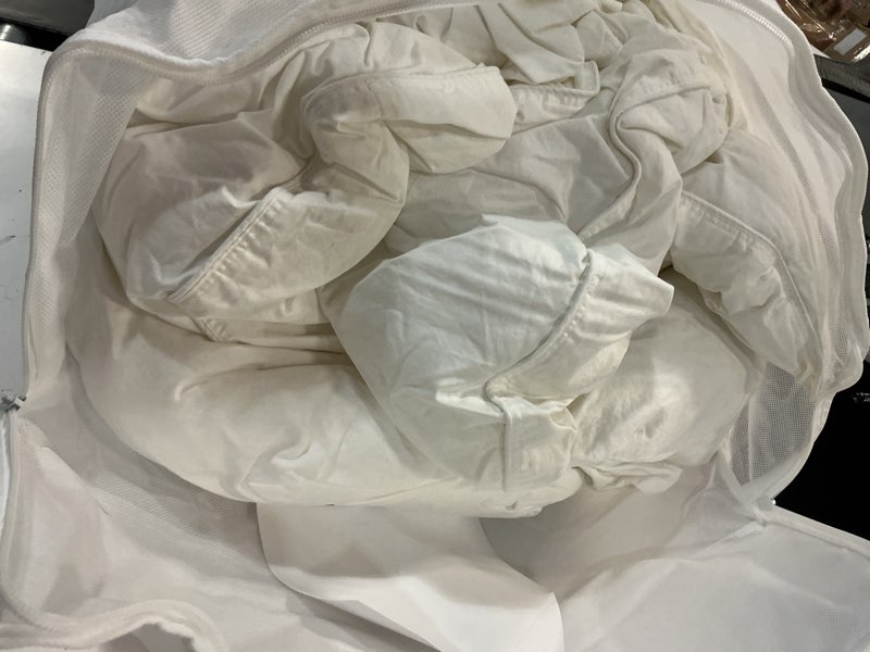 Condition photo showing As Is for premium down alternative comforter, king/cal king, white