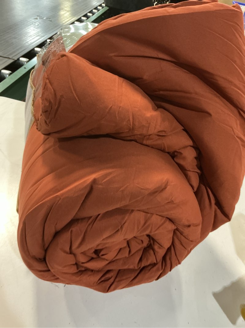 Condition photo showing As Is for rosgonia oversized queen comforter burnt orange, 3pcs (1 terracotta comforter & 2 pillowcases) lightweight oversized queen comforter sets bedding oversized queen comforter 98"x98" terracotta