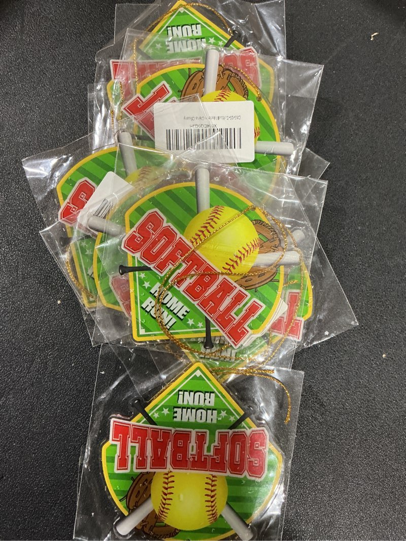 Condition photo showing New/Like New for ((8 PCS))Softball Ornament Softball Gifts for Girls 10-12 Birthday Christmas Tree Decorations Keepsake Green Yellow