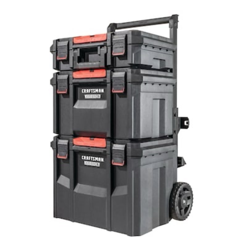 CRAFTSMAN VERSASTACK XL 22-in W x 33.6-in H x 18-in D Red and Black Plastic Rolling Tool Box