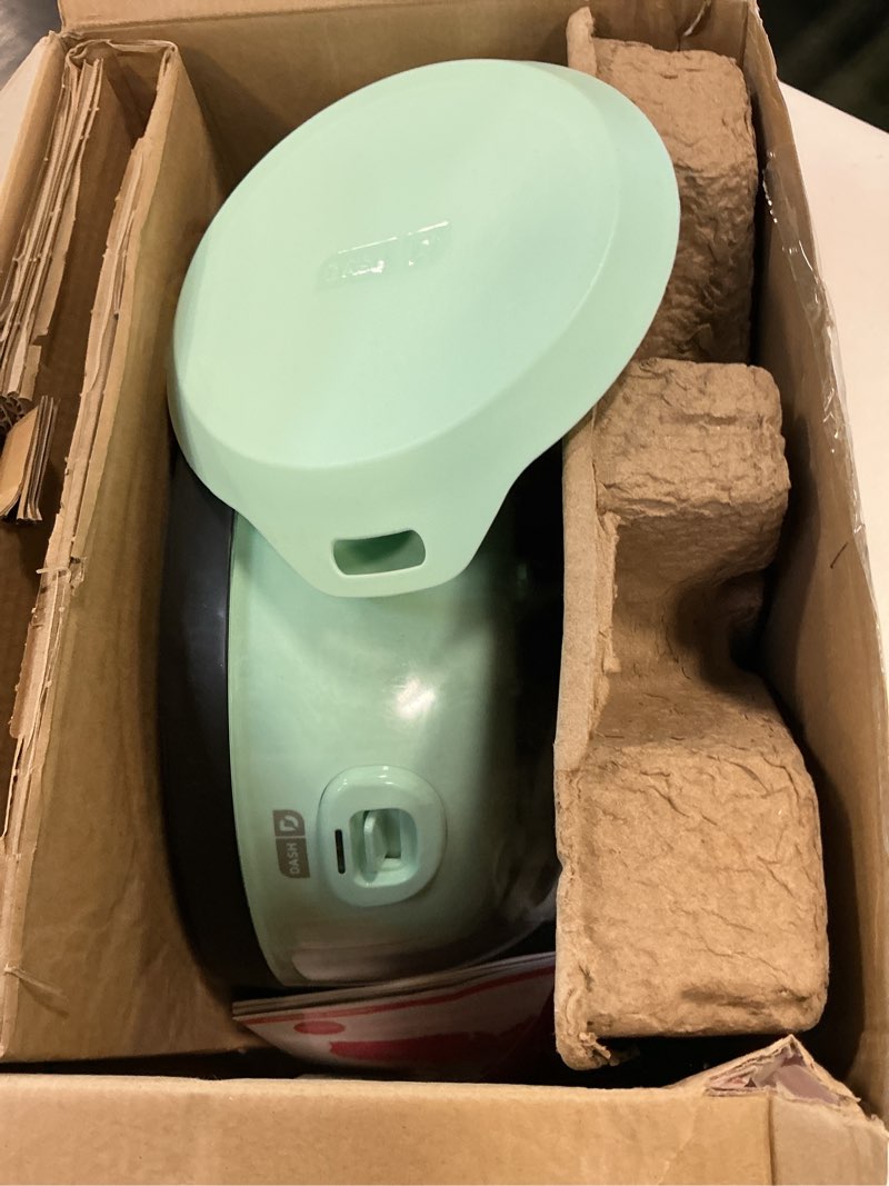 Condition photo showing As Is for DASH SmartStore™ Deluxe Stirring Popcorn Maker, Hot Oil Electric Popcorn Machine with Large Lid for Serving Bowl and Convenient Storage, 24 Cups – Aqua 24 Cups Aqua