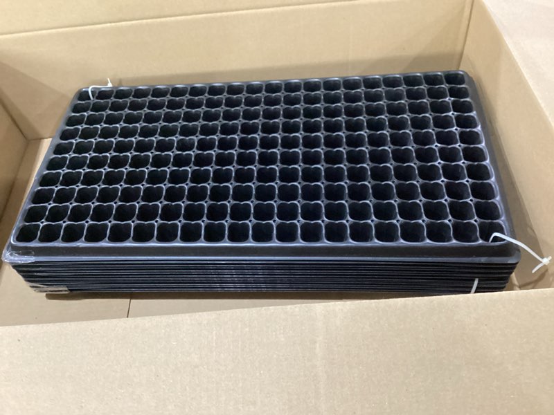 Condition photo showing New/Like New for 200 cell plug tray, 10pcs-pack thick durable seed starter flats vegetable fruit seeds seedling plastic plug farmer nursery trays propagation black-200c 200 c-10p
