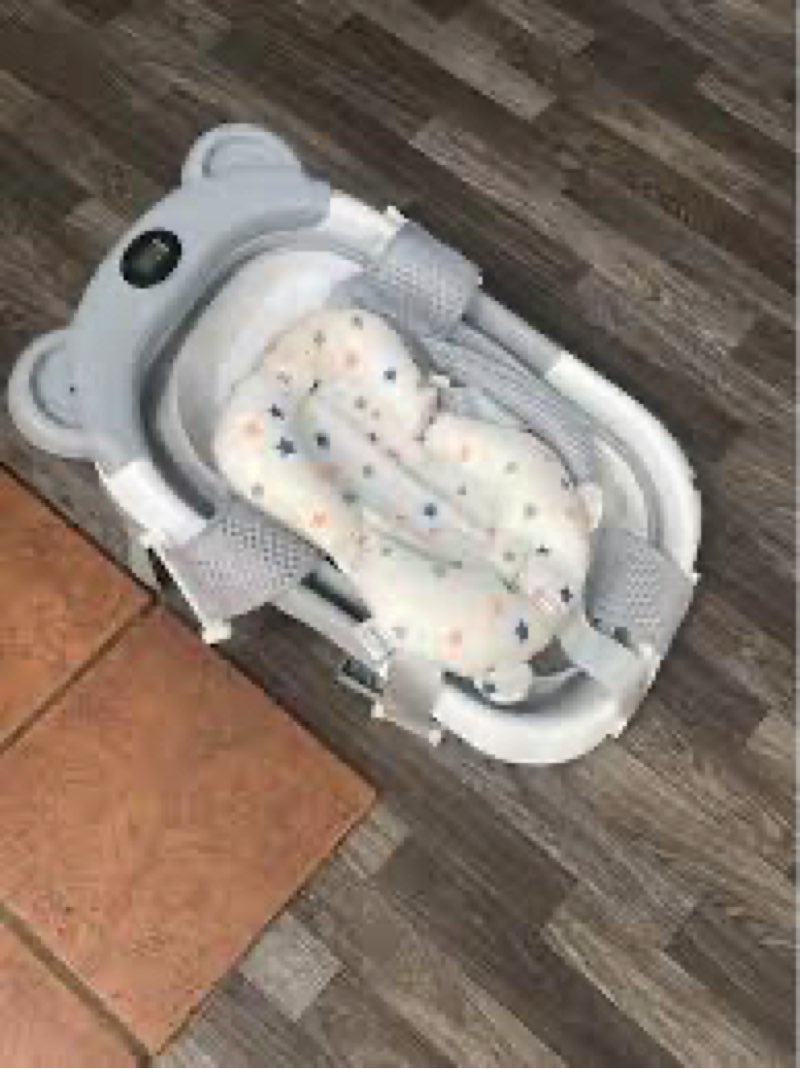 TPN Collapsible Baby Bathtub, Baby Bath Tub with Soft Cushion & Real-Time Thermometer, Baby Bathtub Infant to Toddler Tub (0-36 Months), Portable Newborn Travel Bath tub