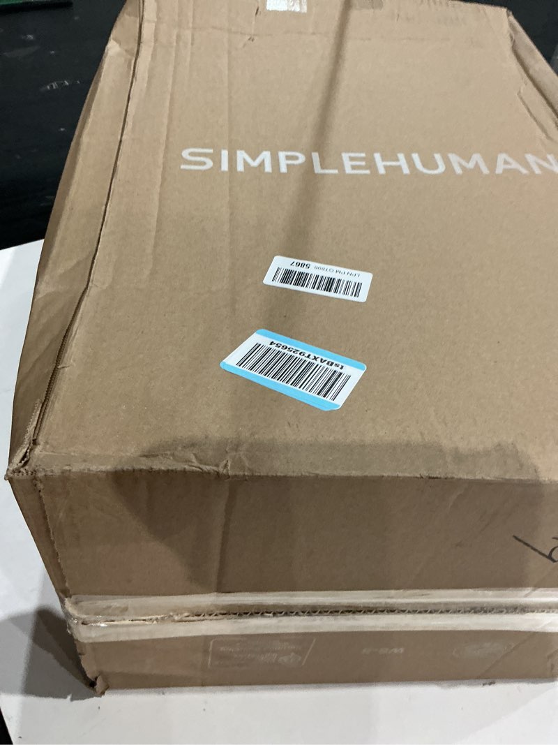 Condition photo showing New/Like New for simplehuman 45 liter / 12 gallon rectangular kitchen step trash can with soft-close lid, grey plastic gray
