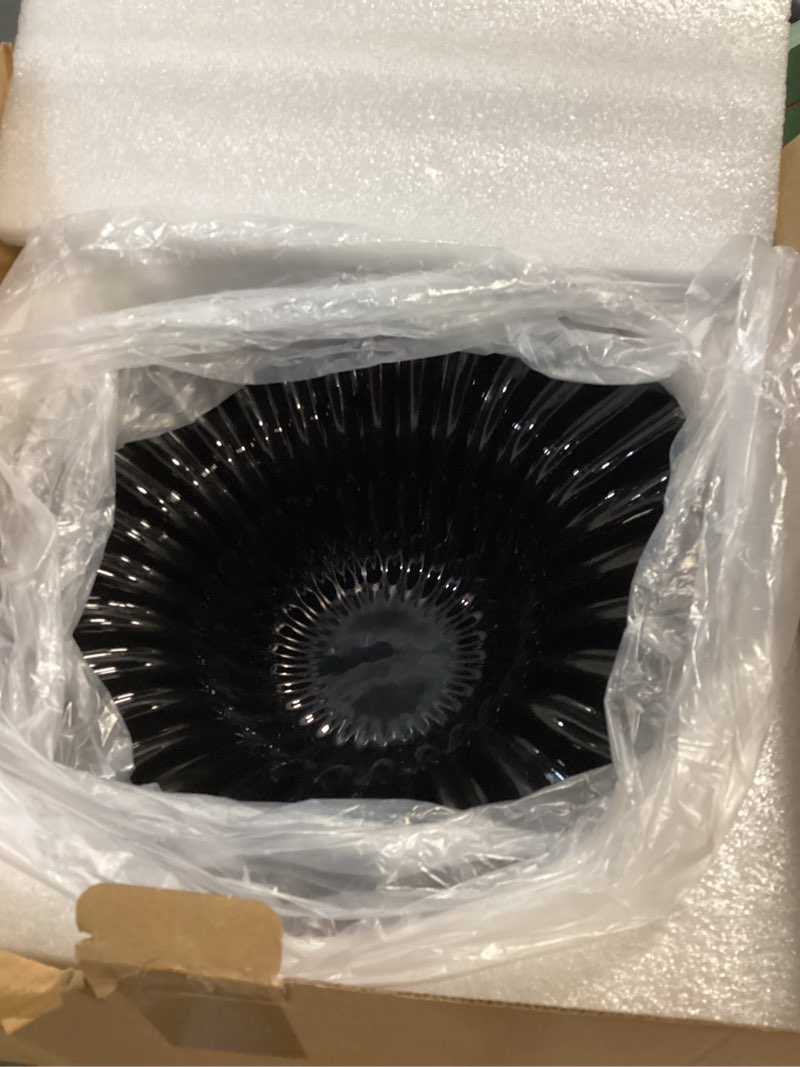 Condition photo showing New/Like New for LALASTAR Large Decorative Bowl, Fruit Bowl for Kitchen Counter, Modern Home Decor, Ceramic Centerpiece for Entry Table, Coffee Table Decor, Minimalist Ruffle Decor, 11.6", Black Black-11.6"