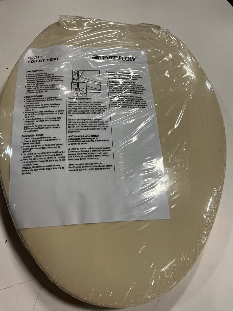 Condition photo showing Good Condition for toilet seat elongated with cover br501-02 soft close, heavy duty, comfortable, stain-resistant and easy to keep clean, fits all toilet brands, executive series by bath royale -  almond/bone almond/bone elongated heavy-duty