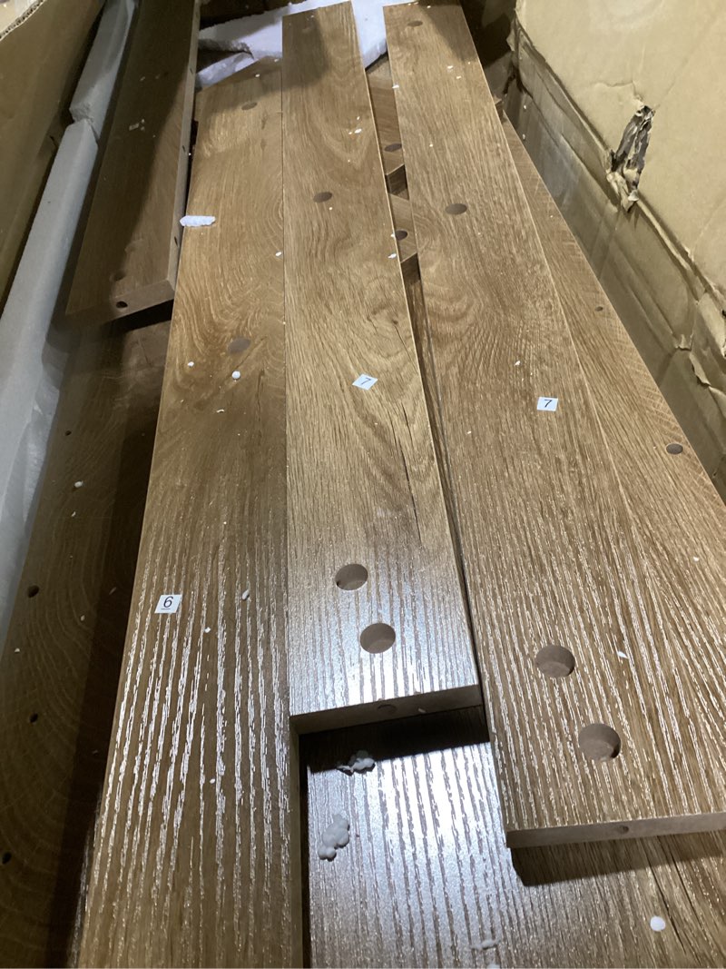 Condition photo showing Good Condition for little tree 63 inches long console table for entryway, sofa table behind couch, wooden entry table foyer hallway table, industrial console sofa table for living room, oak color oak brown