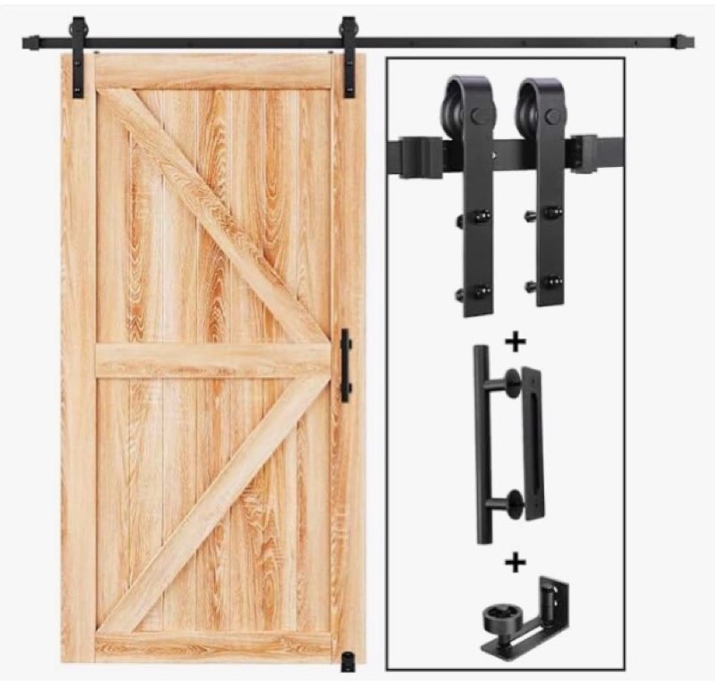 EaseLife 5.5 FT Heavy Duty Sliding Barn Door Hardware Track Kit,Basic J Pulley,Slide Smoothly Quietl