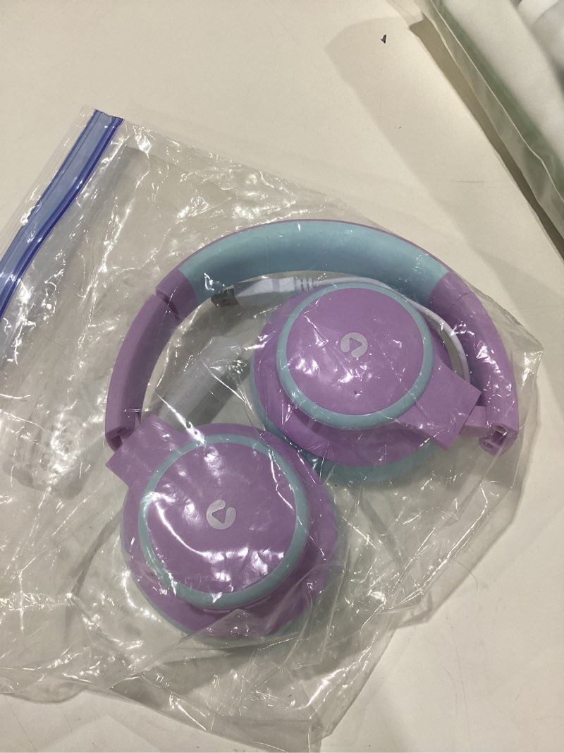 Condition photo showing Good Condition for iClever BTH26 Active Noise Cancelling Headphones for Kids, 60H Play Time, Safe Volume 80dBA, Type C Fast Charging, Bluetooth5.4, Kids Bluetooth Headphones with Mic AUX Cord for iPad Airplane, Purple
