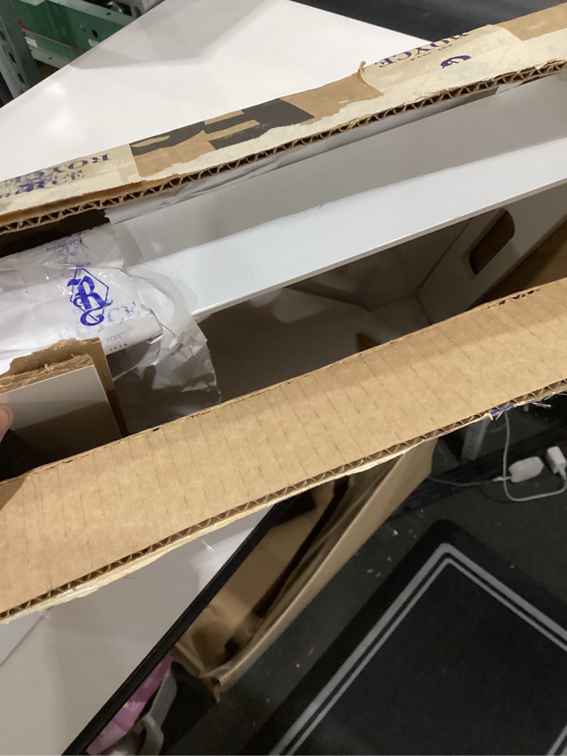 Condition photo showing As Is for white rectangular 14x20 inches acrylic ottoman tray decorative serving tray with cutout handles organizer tray on coffee table countertop big breakfast bed tray living room appetizer serving food 20" x 14" x 2" white