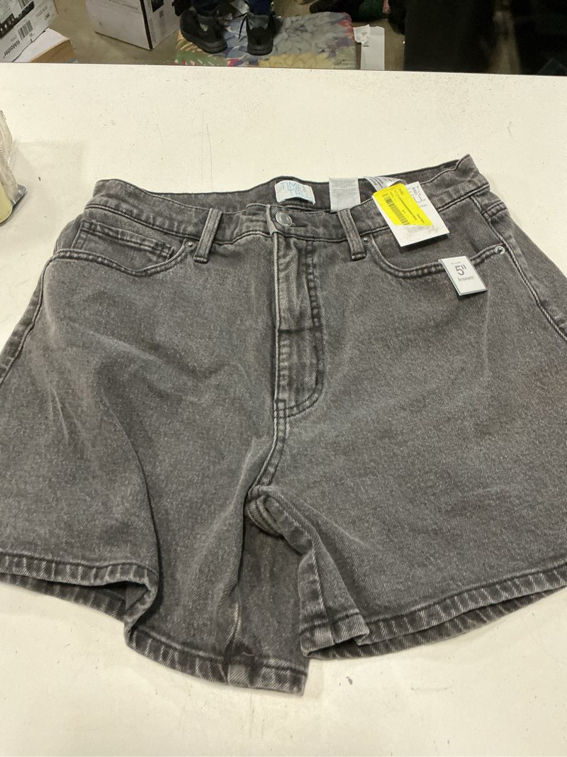 Condition photo showing As Is for time and tru women's high rise denim shorts, 5" inseam, sizes 0-20