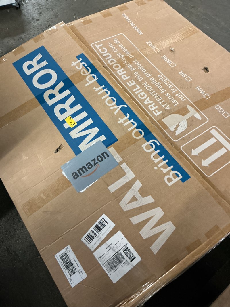 Condition photo showing Good Condition for 40 Inch Round Mirror - Circle Mirrors for Bathroom, Entryway and Living Room Wall Decor, Modern Hanging Vanity Mirror, Matte Black Circle Decorative Wall Mirror Black 40"L x 40"W