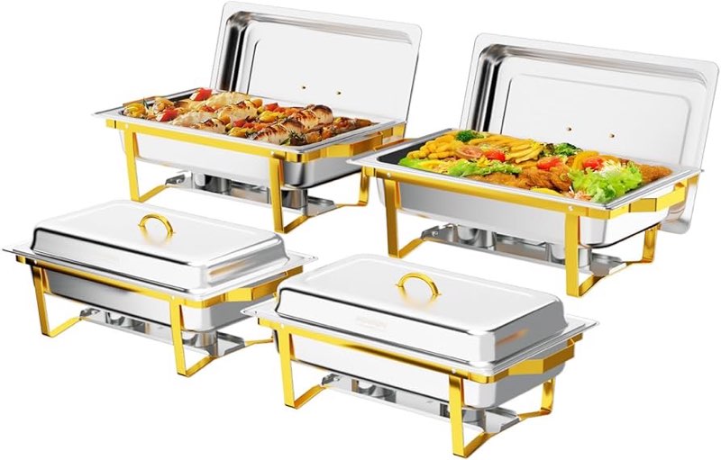 9qt chafing dishes for buffet, gold 304 stainless steel chafing dish sets, food warmers for parties,