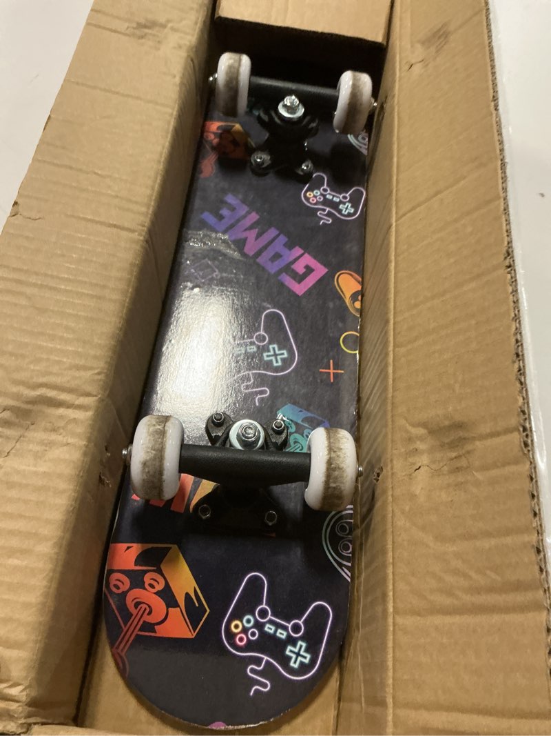 Condition photo showing As Is for Honoson 7 Pcs Skateboard for Toddlers Beginners Knee Elbow Pads Wrist Guards Gear Set Age 6-10 Kids 24 x 6" Game Machine
