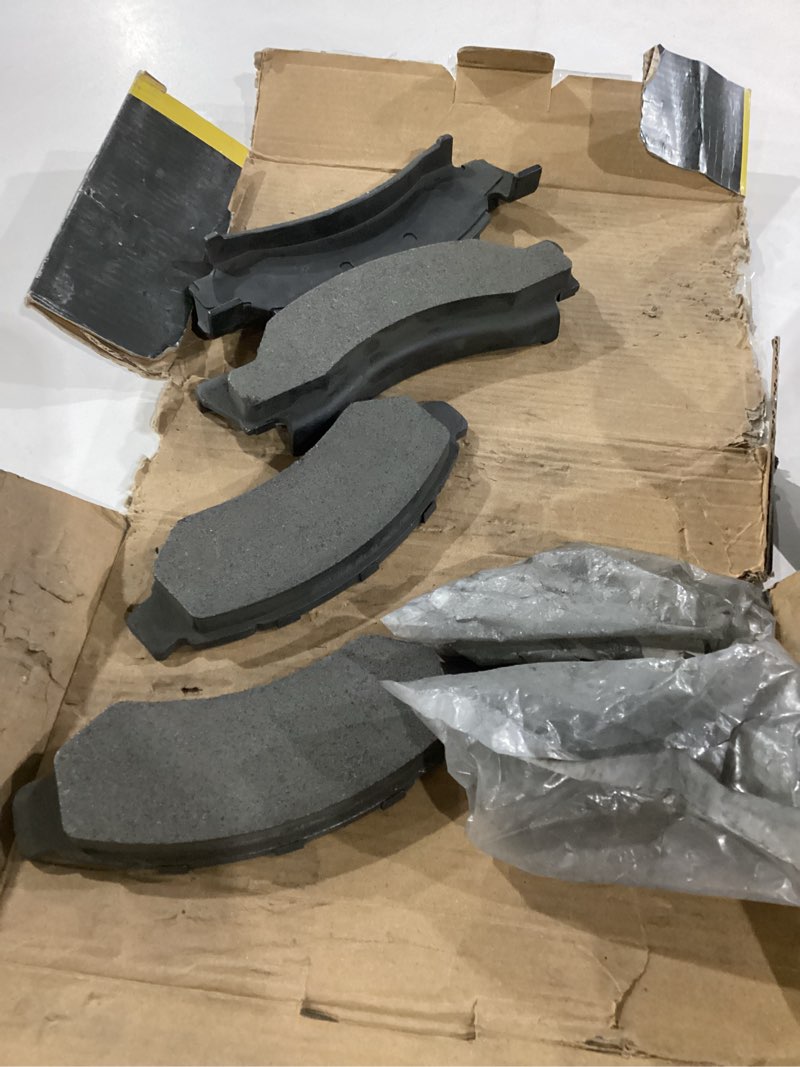 Condition photo showing As Is for quality-built front semi-metallic brake pads, premium 1001-0375m, compatible with 1986-1993 ford (bronco,e-150 econoline,e-150 econoline club wagon,f-150,f-200) bp0375-m