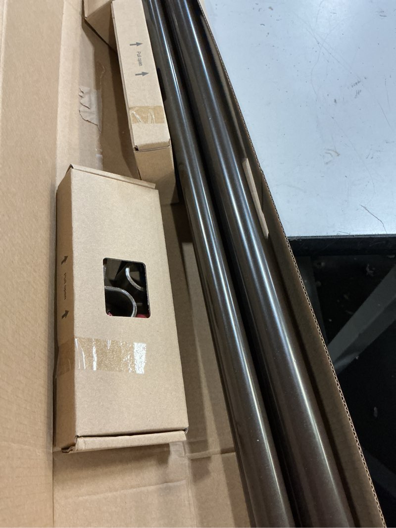 Condition photo showing New/Like New for kamanina 1 inch double curtain rod for windows 72 to 144 inches (6-12 feet), bronze heavy duty drapery rod, adjustable double rods with end caps, fewer rods, faster setup bronze 72-144"