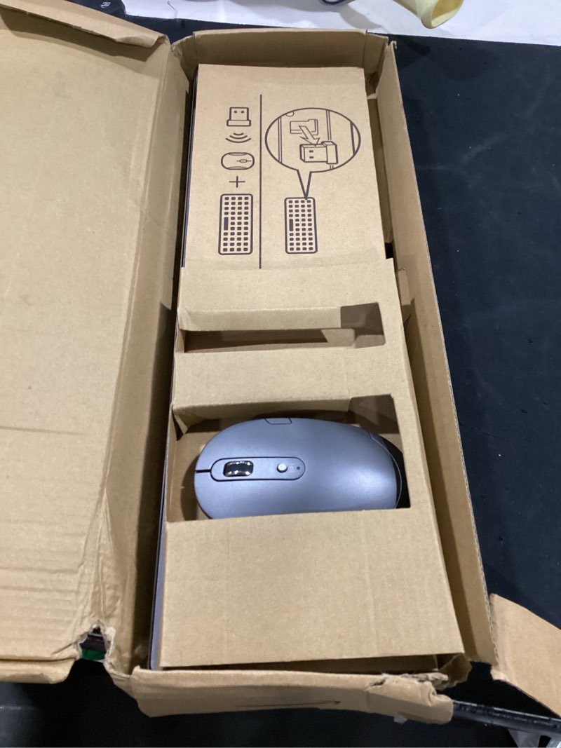 Condition photo showing Good Condition for amazon basics ultra premium wireless keyboard and mouse combo, rechargeable, full-size with number pad, sleek design, plug and play, quiet typing, 2.4ghz usb receiver, black qwerty