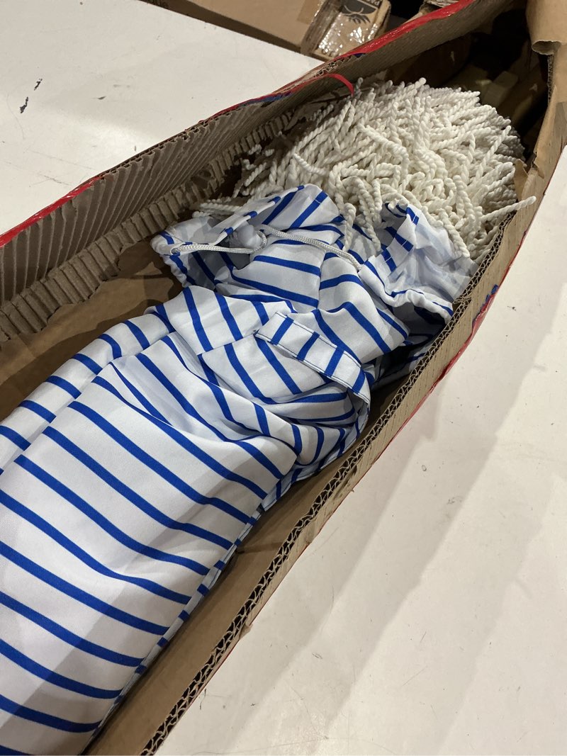 Condition photo showing As Is for aohanoi outdoor umbrella - sun protection, rain resistant, windproof with manual open-close feature - ideal for beach, camping, and picnics blue pinstripe