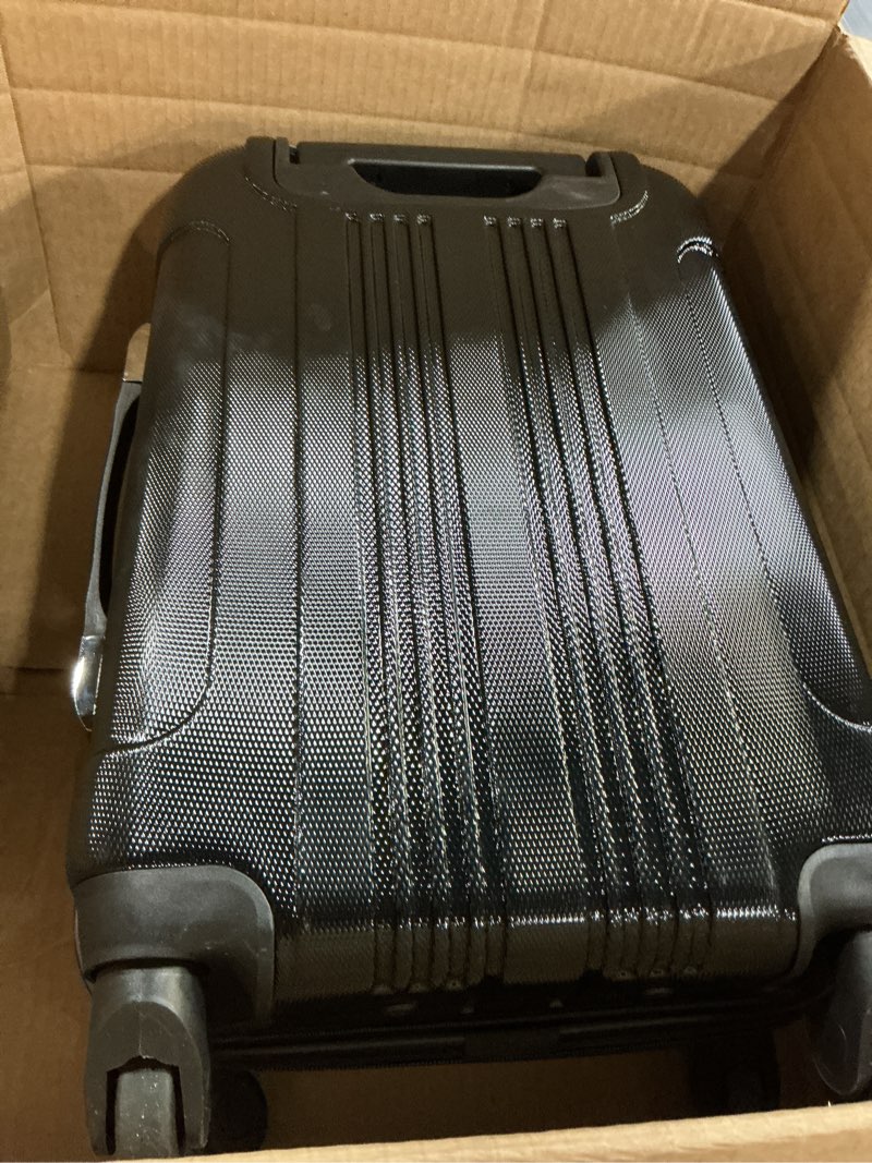 Condition photo showing Good Condition for Kenneth Cole REACTION Out of Bounds Lightweight Hardshell 4-Wheel Spinner Luggage, Midnight Black, 20-Inch Carry On 20-Inch Carry On Midnight Black