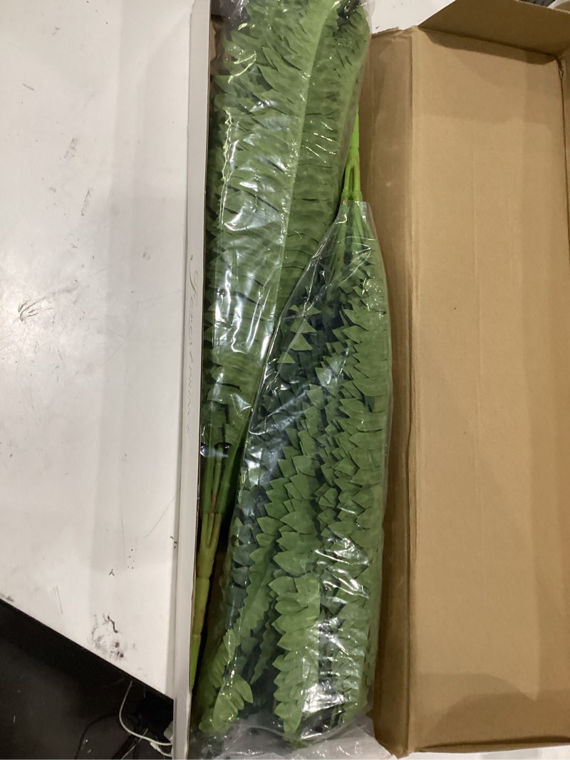 Condition photo showing Good Condition for forest prince 35" ferns artificial bush plants large, 2 artificial boston ferns with 39 fronds for outdoors home decor