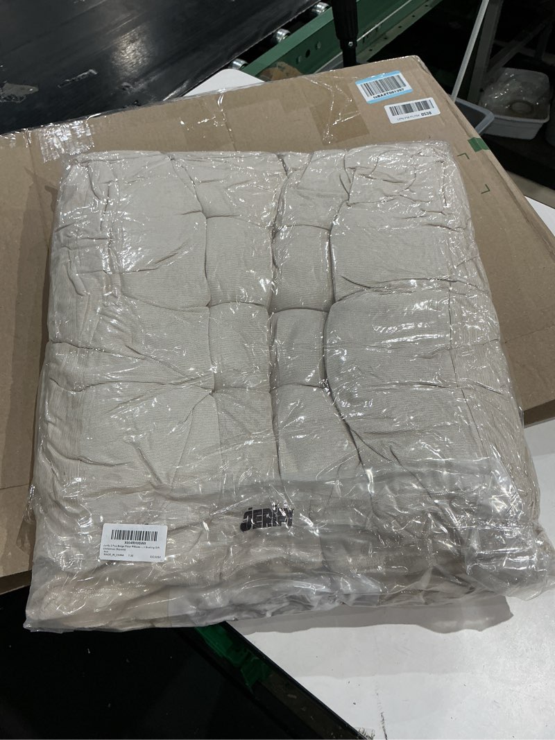 Condition photo showing Good Condition for jerify floor pillow cushions 22 x 22 inch round square large meditation floor pillow for classroom adult meditation picnic party cushion for seating gift christmas(square,beige,2 pcs) square beige 2
