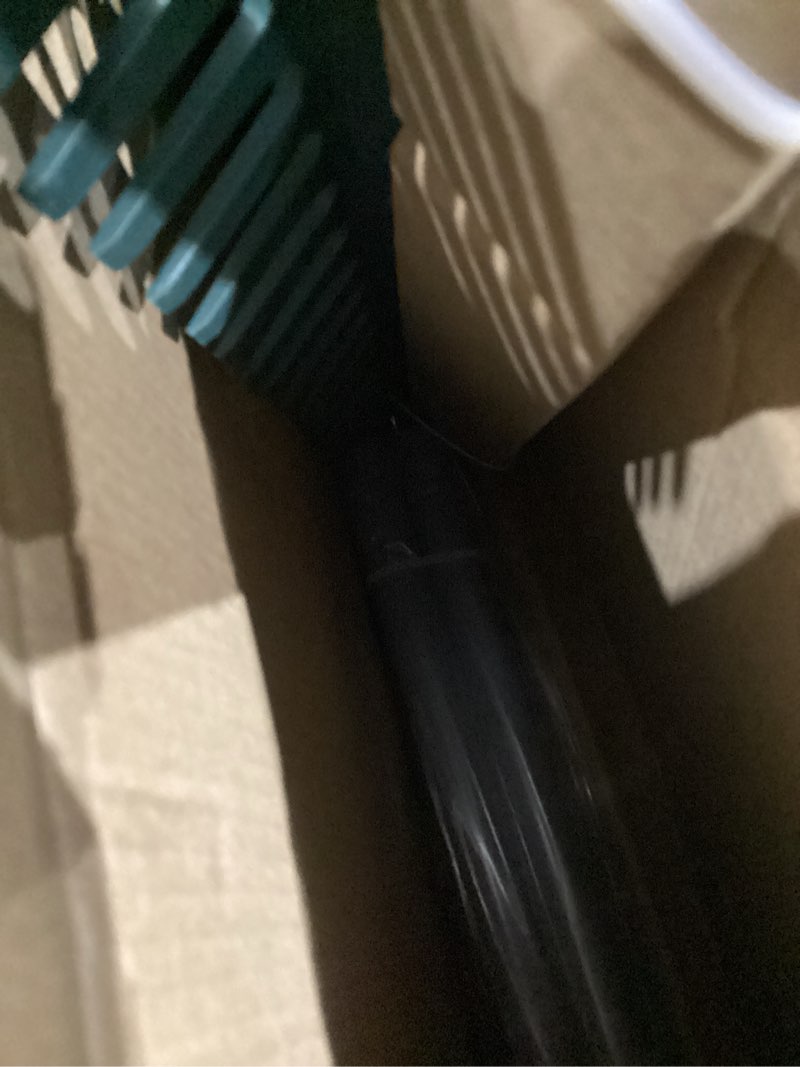 Condition photo showing Good Condition for Artificial Turf Rake, 2 in 1 Turf Rake with Adjustable Steel Handle, 30" to 53" Long, 17.9 inch Wide for Artificial Grass and Lawn Leaf Removal, Carpet Rakes, Pet Hair Removal Double-Sided Rakes