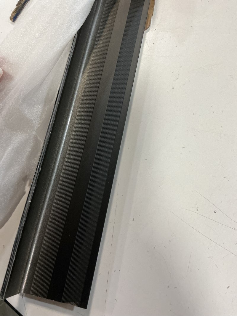 Condition photo showing As Is for 3-Pack Metal Stair Nosing Edge Trim, 36in x 2 in x 1.2in, Aluminum Stair Edge Protector Non-Slip for Indoor Outdoor, Black