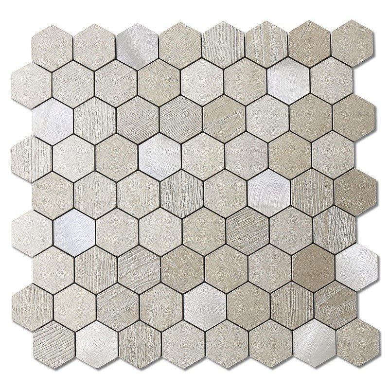 M MOFIT Hexagon Marble Peel and Stick Backsplash Tiles Kitchen,Self Adhesive Mosaic Wall Tiles for Bathroom Waterproof(Champagne,10PCS)