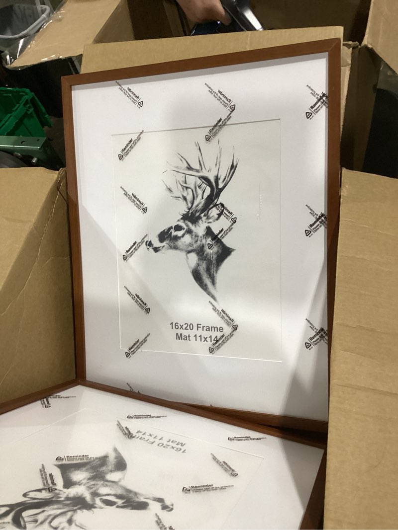 Condition photo showing Good Condition for yaetm 11x14 picture frame with mat for 8x10 set of 4, walnut brown, solid wood photo frames 11x14 with tempered glass, display horizontal and vertical for wall mounting (4 pack, walnut) 11"x14", 4 pack walnut