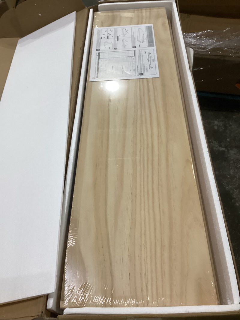 Condition photo showing New/Like New for fun memories floating shelves, 9.3'' deep solid pine wood wall shelves for storage, wall mounted display shelf with invisible heavy-duty metal bracket, 36'' width set of 2, unfinished - diy stain unfinished - raw sanded pine (diy) 36''w x 9.3''d, 2-pack