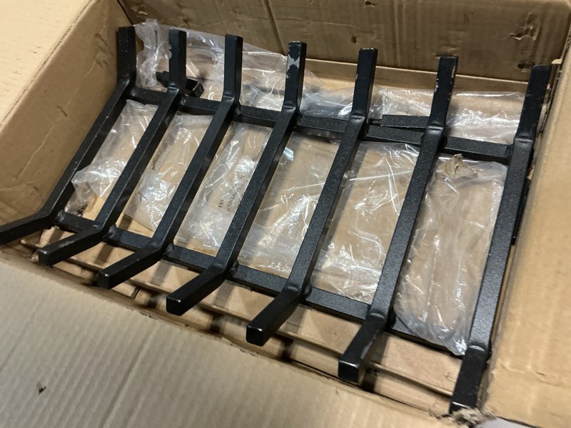 Condition photo showing As Is for Fireplace Grate with Fireplace Tray Ash Pan,Fireplace Log Holder,Easy-Assembly Fireplace Grates Heavy Duty Cast Iron,Fireplace Tray for Ash Collection with Handle for Indoor Outdoor Firepit (20 inch)